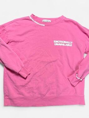 Wildfox Pink Crewneck Sweatshirt with White Graphic Stitching